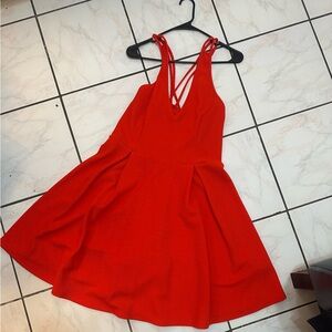 Elegant Bright Orange Sleeveless Dress
